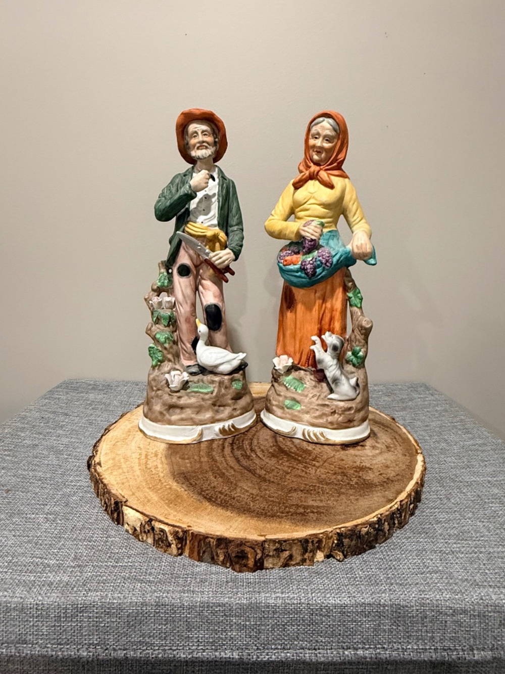 Vintage HOMCO Home Interiors Elderly Couple Figurines 14 " Farmhouse Decor